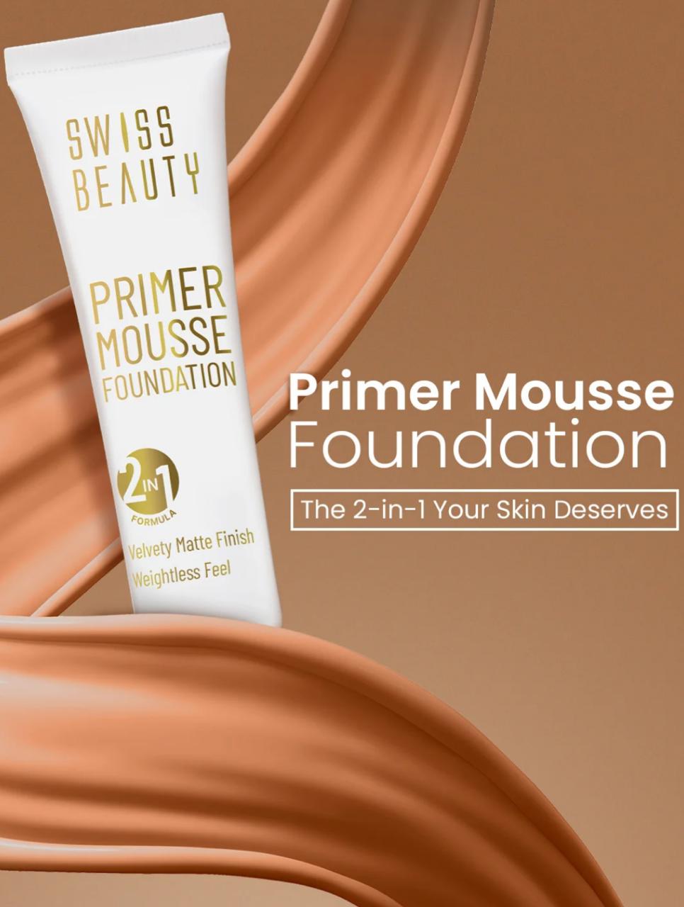 Swiss Beauty Primer Mousse Foundation (01 White-Ivory) - Image 6