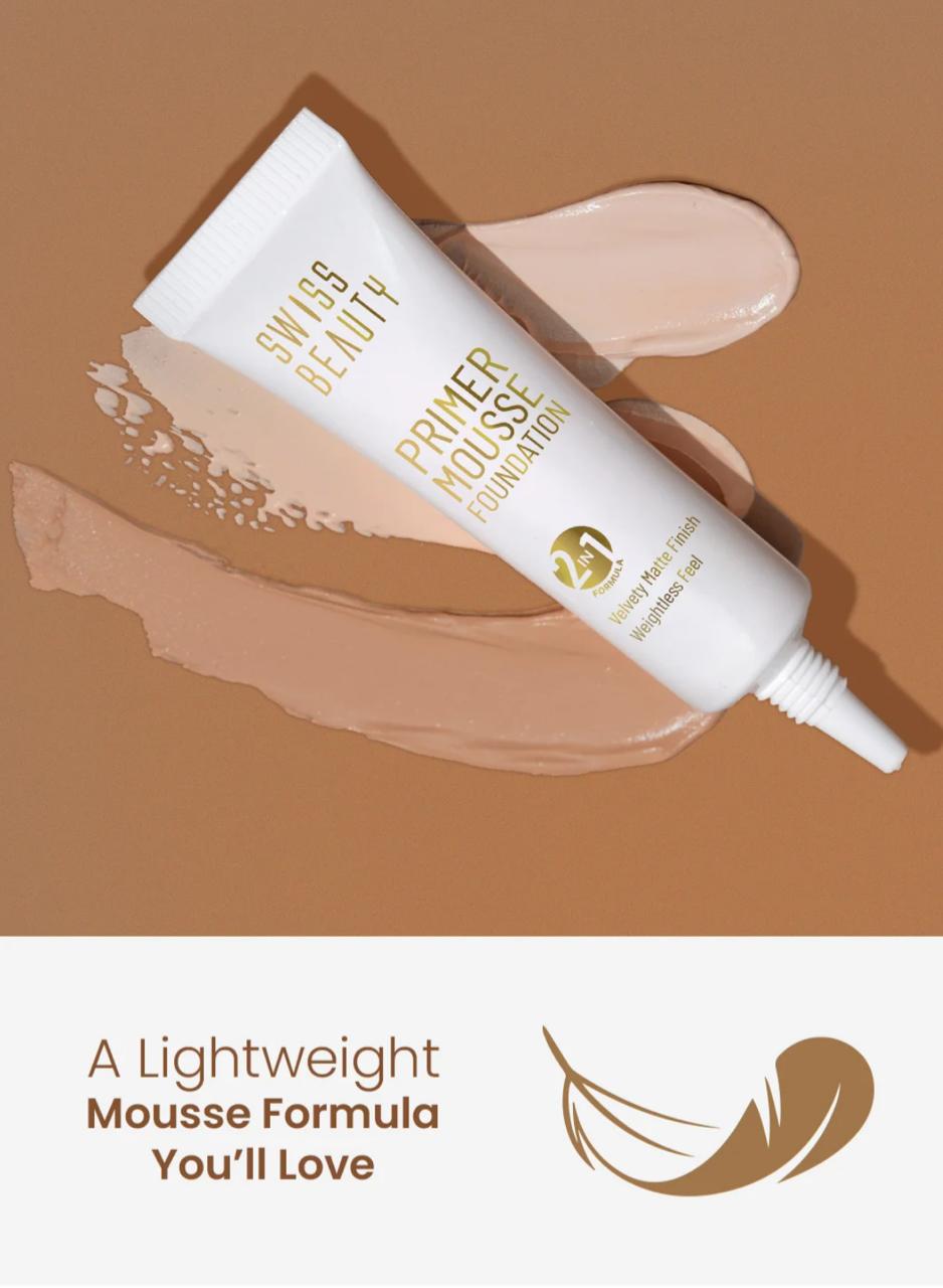Swiss Beauty Primer Mousse Foundation (01 White-Ivory) - Image 3