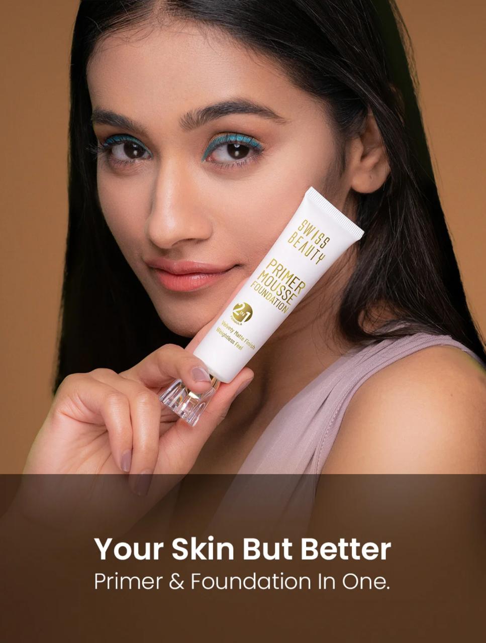 Swiss Beauty Primer Mousse Foundation (01 White-Ivory) - Image 4