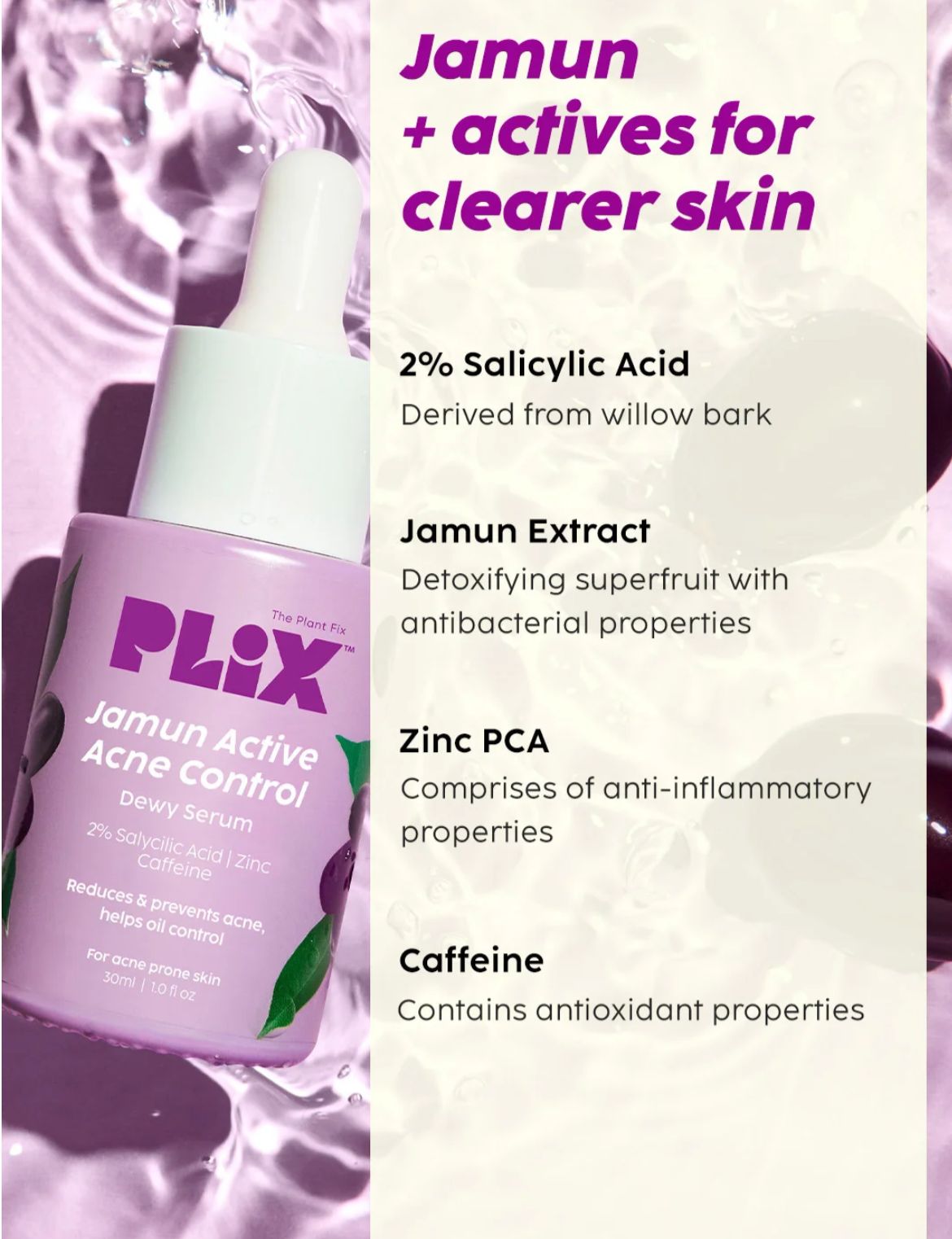 PLIX Jamun Active Acne Control Dewy Serum - Image 4