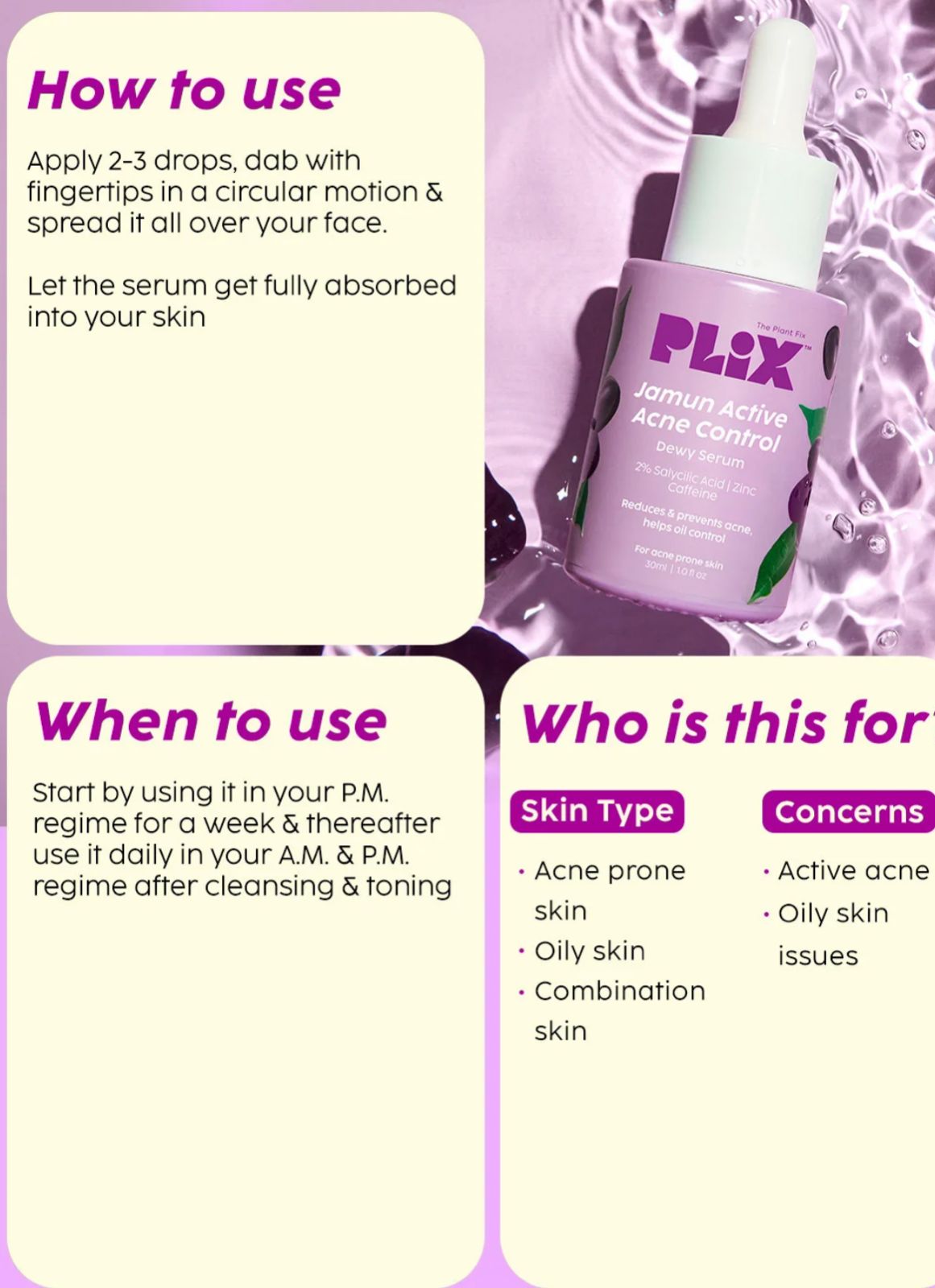 PLIX Jamun Active Acne Control Dewy Serum - Image 3