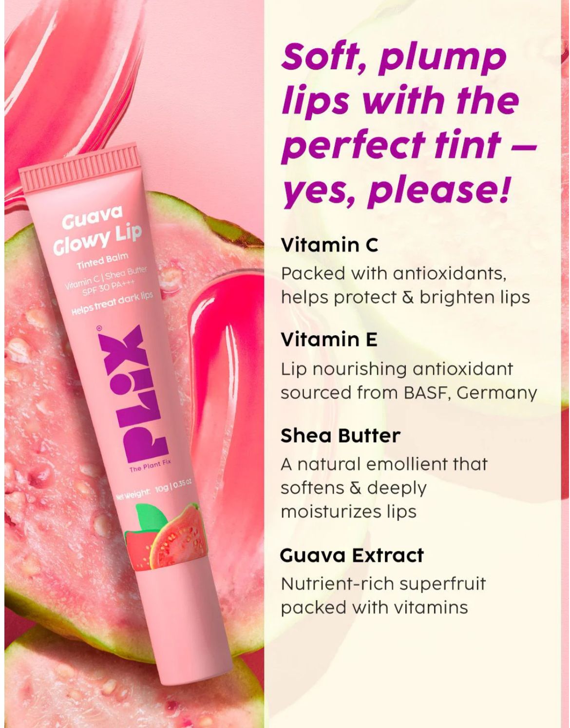 PLIX Guava Glowy Lip Tinted Balm SPF 30 PA+++ - Image 4