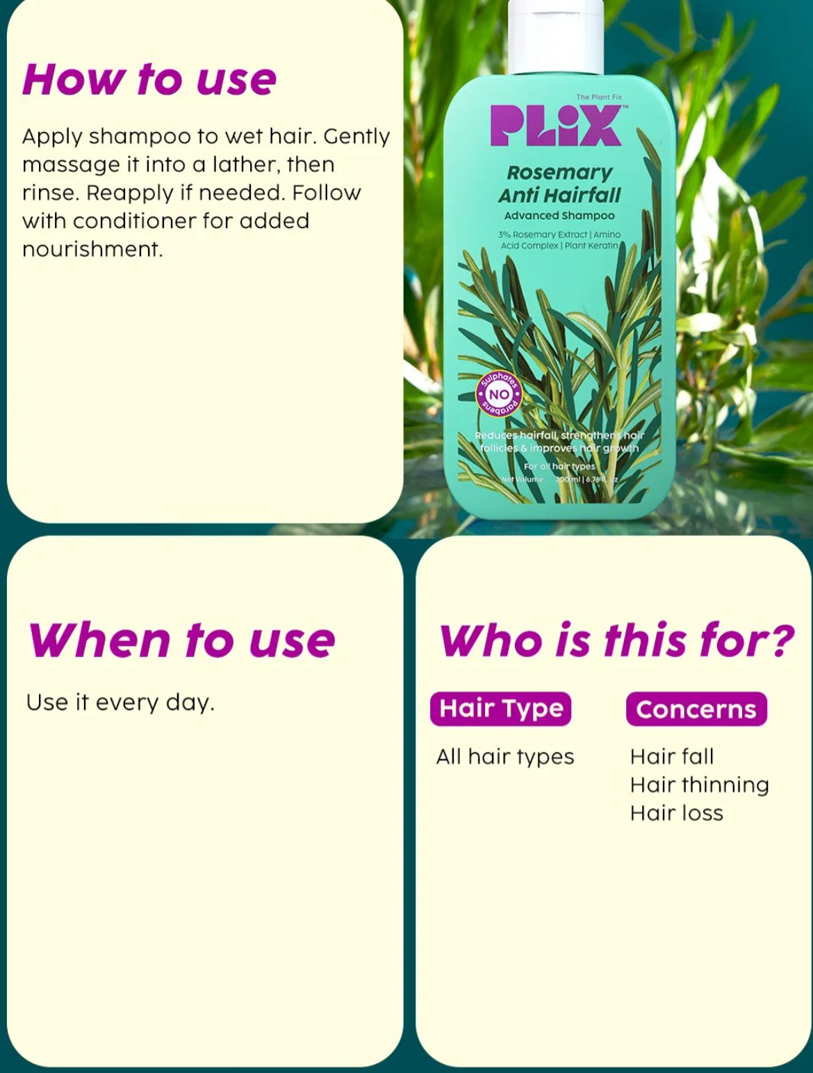 PLIX Rosemary Anti-Hair Fall Advanced Shampoo - Image 2