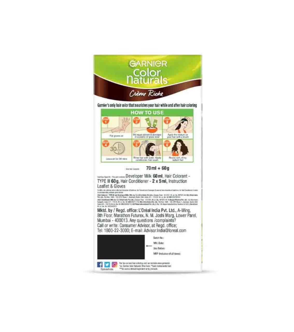 Garnier Color Naturals Crème Riche Hair Color – Shade 5.32 Caramel Brown - Image 4