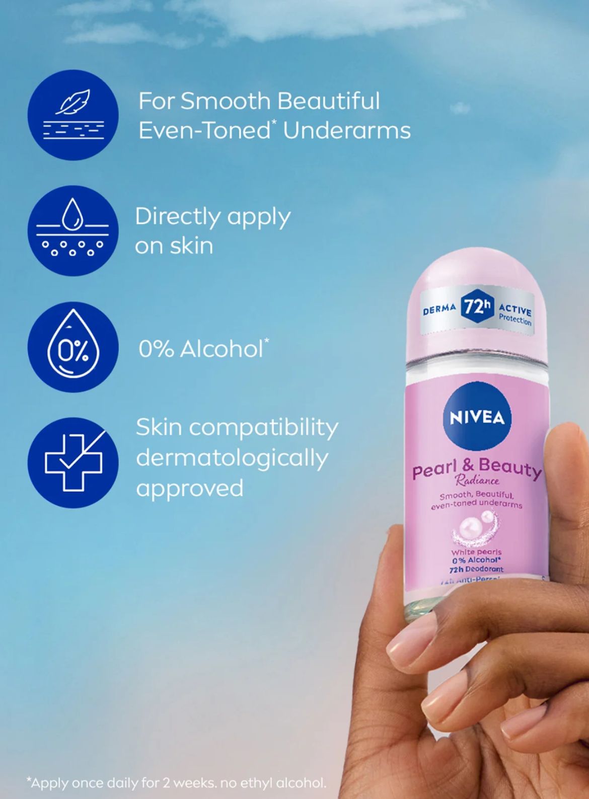 NIVEA Pearl & Beauty Radiance Roll-On Deodorant (72h Protection) - Image 5