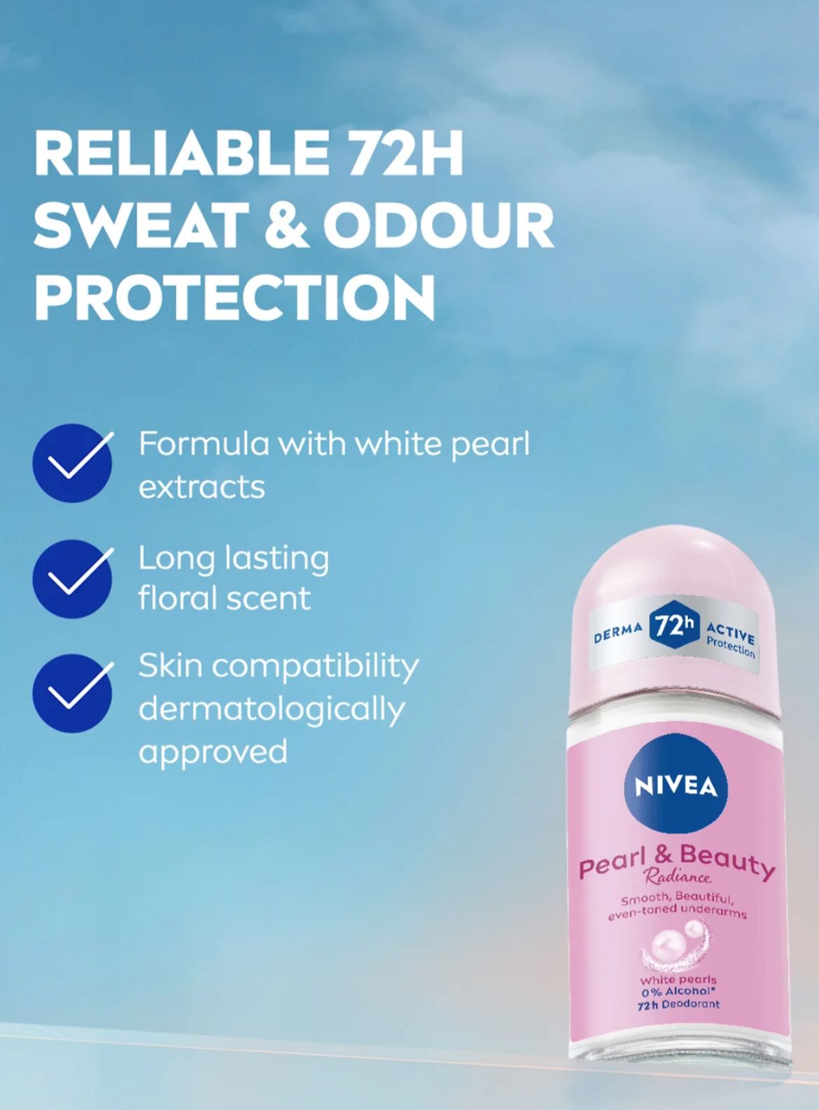 NIVEA Pearl & Beauty Radiance Roll-On Deodorant (72h Protection) - Image 4